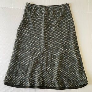 Sigrid Olsen Gray Diamond Pattern Midi Skirt 100% Silk